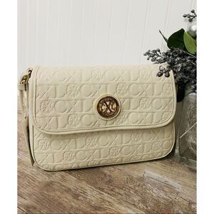 Christian Lacroix Cream Clara Shoulder Embossed Logo Bag Purse